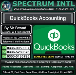 Odoo Accountiing Course, Peachtree Course, QuickBooks Course, Tally ERP/Tally Prime Course in Rawalpindi Islamabad at Spectrum Institute of Technology 6th Road Rawalpindi, Office #7, 1st Floor Royal Plaza 6th Road Rawalpindi 03360050007, 03365280876